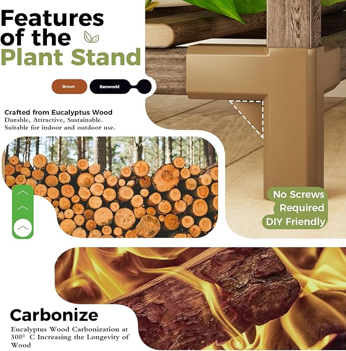 Bamworld Corner Plant Stand Indoor Tall Plant Shelf 5-tier Wood Plant Holder for Multiple Plants Flower Stands Plants Rack Living Room Garden Patio Lawn Window