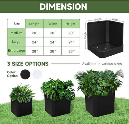 Steel Planter Box-20"x20"x20"-Large Square Planter Box-Outdoor Indoor-Cube Steel Planter Heavy Duty Black Metal Planter Flower Pot Commercial Residential for Home Garden Porch Hotel Patio