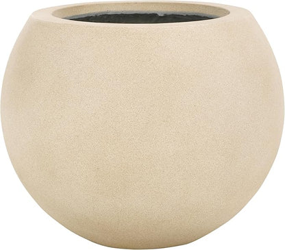 SAFAVIEH Outdoor Collection Gerand Modern Beige Concrete Ficonstone Sphere Planter Pot