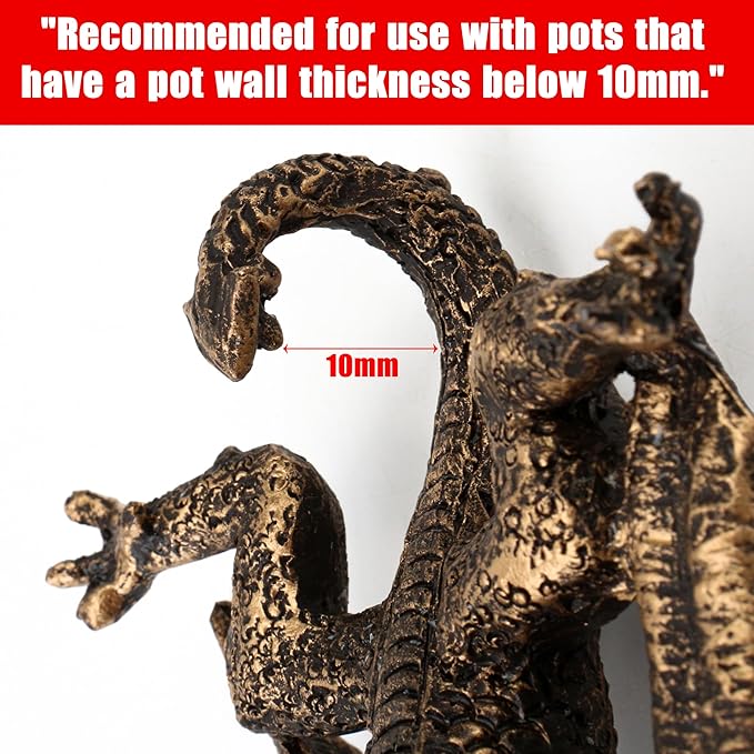 Dragon Planter Pot Flower 4.3'' x 3.82'' Climbing Animal Figurine, Resin Statue and Decorative Sculpture for Vase, Plant Hanger, Garden Outdoor Stone Decor, Patio Lawn Yard Ornaments (Antique Bronze)