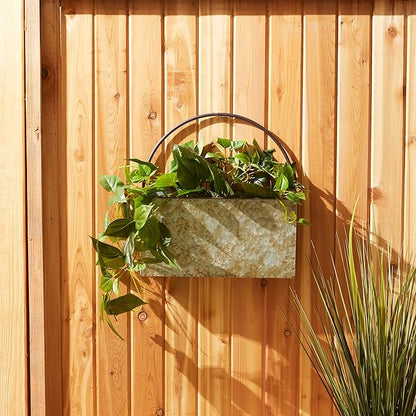 DII Galvanized Planter Collection Wall Hanging, Rectangle, 14.5x4x14.5, Iron