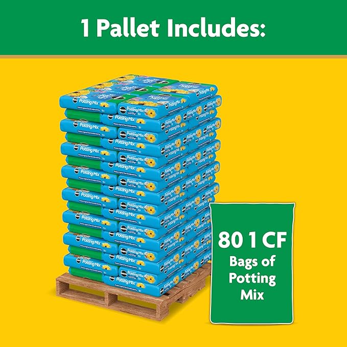 Miracle-GRO Moisture Control Potting Mix Bulk Pallet, for Container Plants, Protects Against Over- and Under-Watering, 1 cu. ft. Bags, Pallet of 80