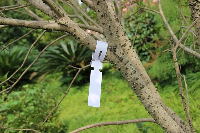 KINGLAKE 200 Pcs White Plastic Plant Tree Tags Nursery Garden Lables 2x20cm Wrap Around Hanging Tags Nursery Garden Stakes Large Writing Surface