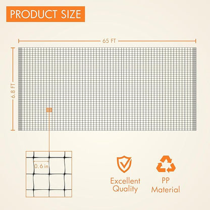Gardzen 6.8ft x 65ft Anti Bird Netting, Pond Net with 50pcs Cable Ties - Protect Your Garden Vegetables Fruit Plants Ponds