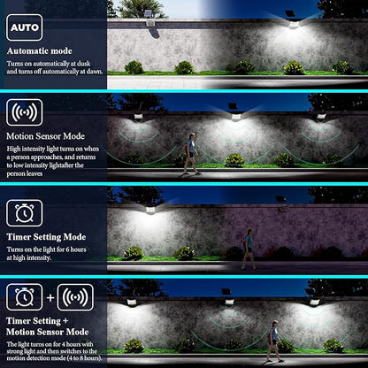 MMKT Solar Flood Lights Outdoor,12000mAh Motion Sensor Outdoor Solar Powered Lights with Remote, IP65 Waterproof Solar Flood Light for Outside, Dusk to Dawn Wall Light for Garage, Patio, Yard