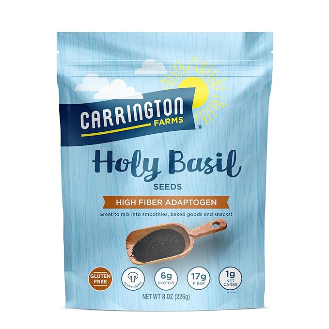 Carrington Farms Holy Basil Seeds – Gluten Free, Paleo, Keto, High Fiber Seeds – Plant-Based, Calcium-Packed, Daily Nutrition Boost, 8 ounce