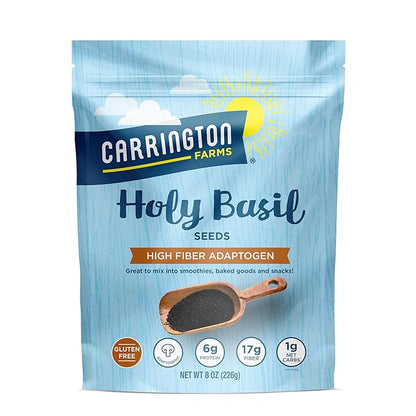 Carrington Farms Holy Basil Seeds – Gluten Free, Paleo, Keto, High Fiber Seeds – Plant-Based, Calcium-Packed, Daily Nutrition Boost, 8 ounce