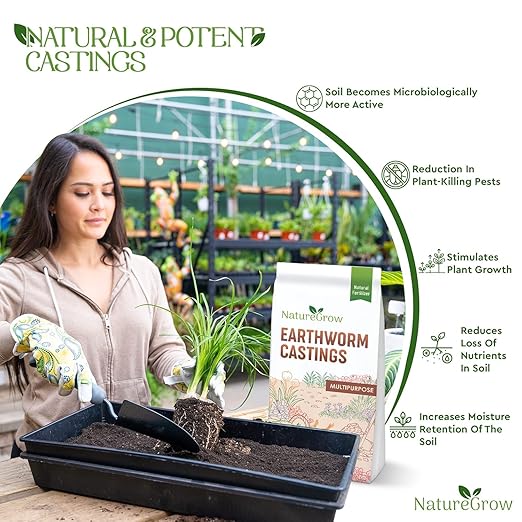 Earth Worm Castings 5lb - Organic Fertilizer Includes Humic Acid - Pure Worm Castings for Gardening, Packaging May Vary