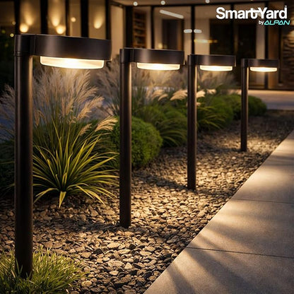 Solar Pathway Light Outdoor (Warm White) - 4 Pack - with Integrated Solar Panel, Weather-Resistant Die-Cast Aluminum, LED Path Light for Garden, Yard, or Patio – Easy Stake Installation, Outdoor Use
