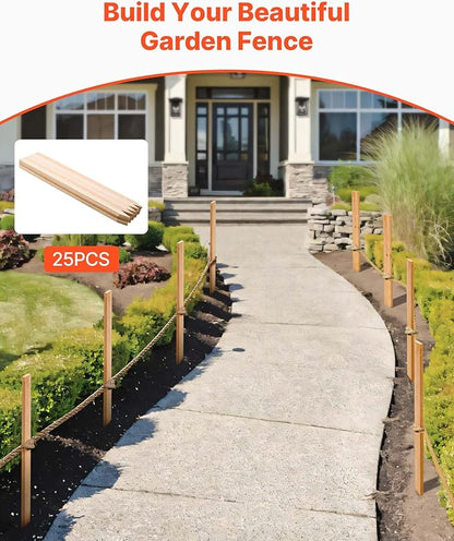 VEVOR Wooden Garden Stakes, 25 Pcs 36 x 0.5 x1.5 in Survey Grading Stakes, Garden Ground Stake with Sharp Point, Fir Wood Plant Support Stake, Sign Posts for Silt Fence Backyard Boundaries Baselines
