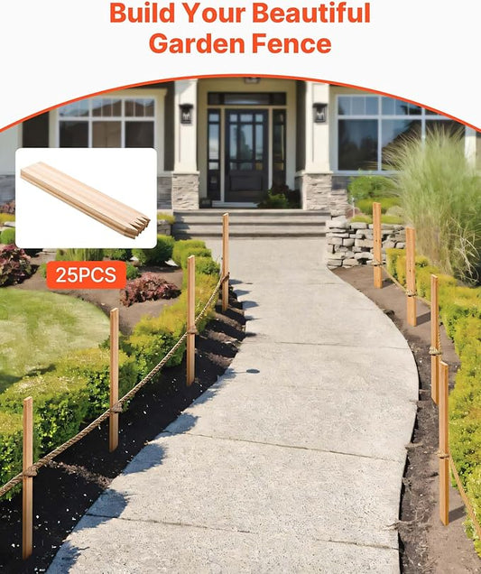 VEVOR Wooden Garden Stakes, 25 Pcs 36 x 0.5 x1.5 in Survey Grading Stakes, Garden Ground Stake with Sharp Point, Fir Wood Plant Support Stake, Sign Posts for Silt Fence Backyard Boundaries Baselines