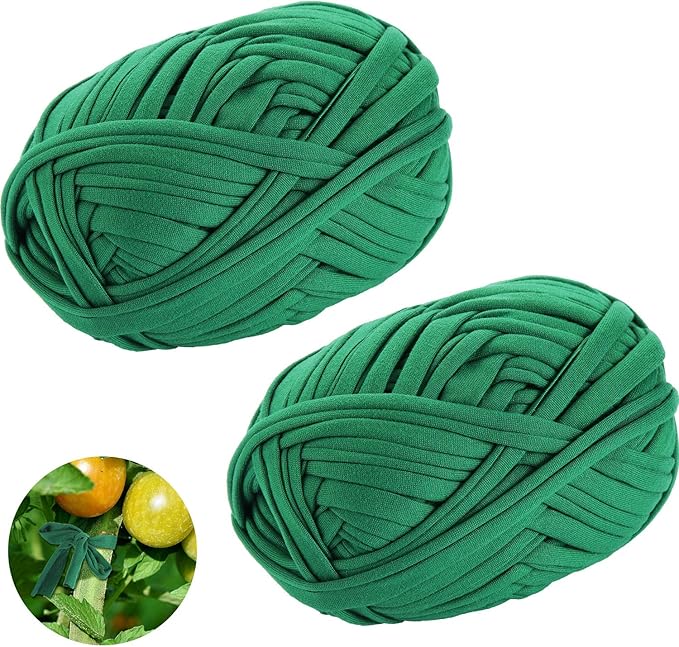BBTO Green 30 Meter/ 98 Feet Garden Twine Soft Plant Tie Garden String Tree Tie Stretchy Gardening Tape Plant Support for Home Tying Climbing Plants Veggies Flower Supplies Craft(2 Rolls)