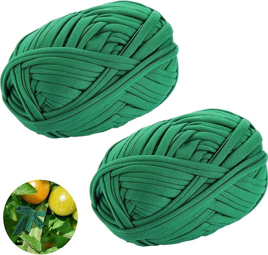 BBTO Green 30 Meter/ 98 Feet Garden Twine Soft Plant Tie Garden String Tree Tie Stretchy Gardening Tape Plant Support for Home Tying Climbing Plants Veggies Flower Supplies Craft(2 Rolls)