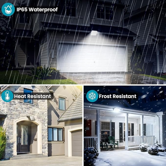 Light Sensor Auto Head-up Solar Motion Sensor Outdoor Lights 2200mAh, 7500K LED Solar Security Wall Flood Lights Outdoor IP65 Waterproof 3 Modes for Outside Yard Patio, 4 Pack