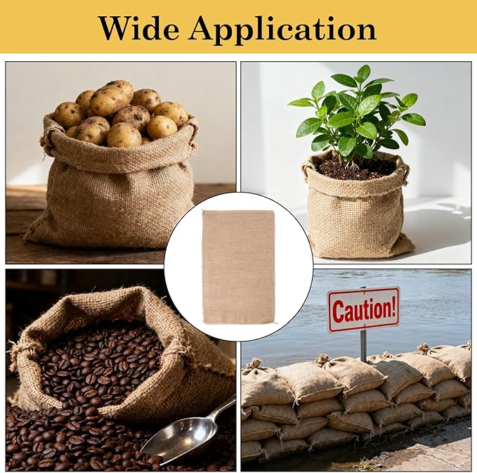 Klmnop 6 Pack Natural Burlap Bags with Drawstring, 16x24 Inch Reusable Jute Potato Sacks with Rope for Potatoes, Onions, Vegetables, Plants, and Large Gift Packaging