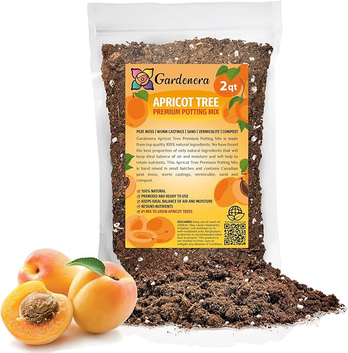 GARDENERA Premium Apricot Potting Soil Mix - Perfect Balance of Nutrients, Drainage, and Aeration for Thriving Apricot Trees - 2 QUARTS