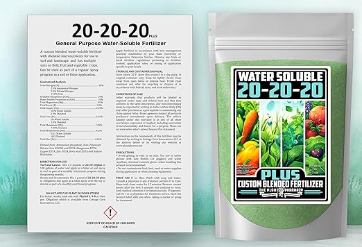 Fertilizer Commercial Grade | 20-20-20 Plus | 5 Ounces | Water Soluble Plant Food | Balanced Formula with Chelated Micronutrients | General Purpose Nutrient | Turf Lawns Shrubs Gardens Ornamentals