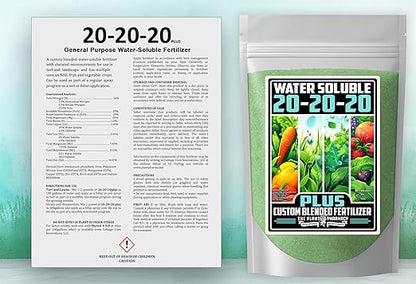 Fertilizer Commercial Grade | 20-20-20 Plus | 5 Ounces | Water Soluble Plant Food | Balanced Formula with Chelated Micronutrients | General Purpose Nutrient | Turf Lawns Shrubs Gardens Ornamentals