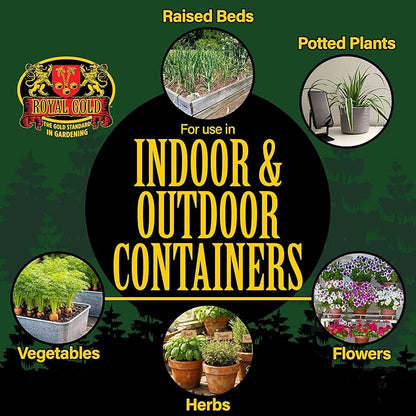 Royal Gold Special Reserve Premium Potting Mix, 1.5 Cubic Foot - All-Purpose Soil for Indoor & Outdoor Container Gardens - Coco, Composted Forest Material, Peat Moss & Perlite, Pre-Fertilized Blend