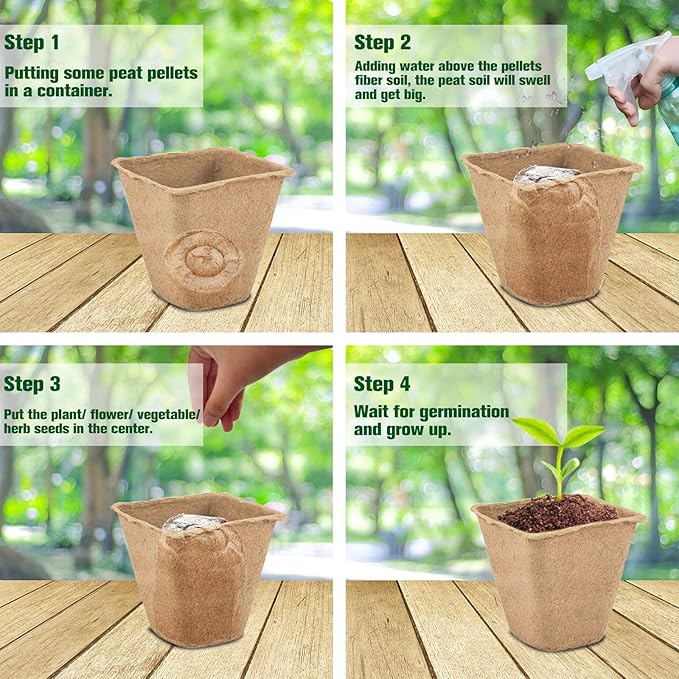 ZeeDix 30mm 55Pcs Compressed Peat Pellet Fiber Soil Plant Seed Starters - Nursery Plugs Pallet Seedling Soil Block for Grow Herbs Plant Flowers Vegetables(with Box)