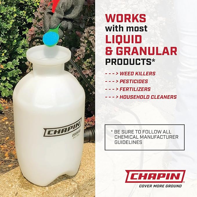 Chapin 22000 Pump Sprayer, 1-Gallon Translucent Tank with an Easy Fill Funnel-Top Opening, Adjustable Cone Nozzle & 34" Long Reach Hose, Used for Fertilizer, Pesticides, Weeds & Pests 2 Pack