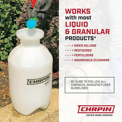 Chapin 20004 Pump Sprayer, 1-Gallon SureSpray Translucent Tank with an Easy Fill Funnel-Top Opening, Adjustable Cone Nozzle & 34" Long Reach Hose, Used for Fertilizer, Pesticides, Weeds & Pests
