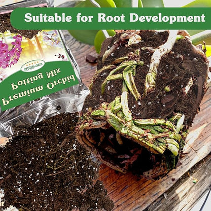 Orchid Potting Mix,4 Quart Premium Orchid Potting Mix for Repotting with Dried Forest Moss Perlite Stone Coco Peat and Pine Bark, Well-draining Orchid Bark Potting Mix