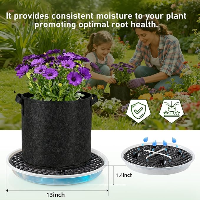 4 Pcs Self-Watering Pots Base，for 5 Gallon Fabric Pots, Auto-Irrigation Water Delivery System，for Indoor and Outdoor Plants
