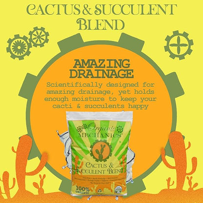Organic Mechanics Cactus and Succulent Blend Potting Soil, 8 qt (Pack of 2) – Well-Drained Organic Mix – Enhances Plant and Root Growth with Biochar, Rice Hulls, and Worm Castings