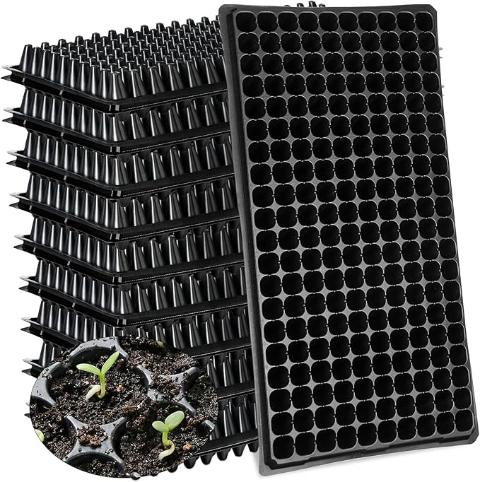 Eccliy 40 Pack 200 Cell Seedling Trays Seed Starter Kit Plant Starter Tray Durable Plastic Gardening Germination with Drain Holes Nursery Pots Mini Propagator for Growing Propagation
