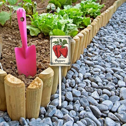 Uptell Vegetable Garden Peppers Yard Sign Label With Stake Plant Markers For Outdoor Plants Waterproof 8x12inch Nursery Garden Outdoor Sign