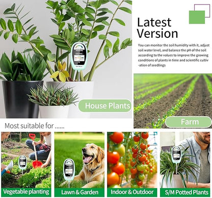 HSLGOVE Soil Test Kit, 2-in-1 Soil Moisture Meter/Soil PH Meter, Dual Screen Soil Tester, Soil Moisture Meter for Plants Watering/Gardening for Lawn,Farm Indoor&Outdoor Use-Bluegreen