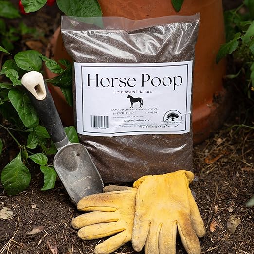 Horse Poop, 100% Natural Aged Unpasteurized Composted Manure and Sifted Premium Garden Soil Amendment for Plants, Compost Tea and Mushroom Substrate (10 lbs)