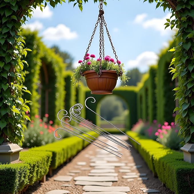20 Pcs Silver 20cm Plant Label Hooks, Garden Markers Stake Holder Hanger Sign, Rustproof Deformed Hooks Hanging Rods for Flower Planter, Plant Labels