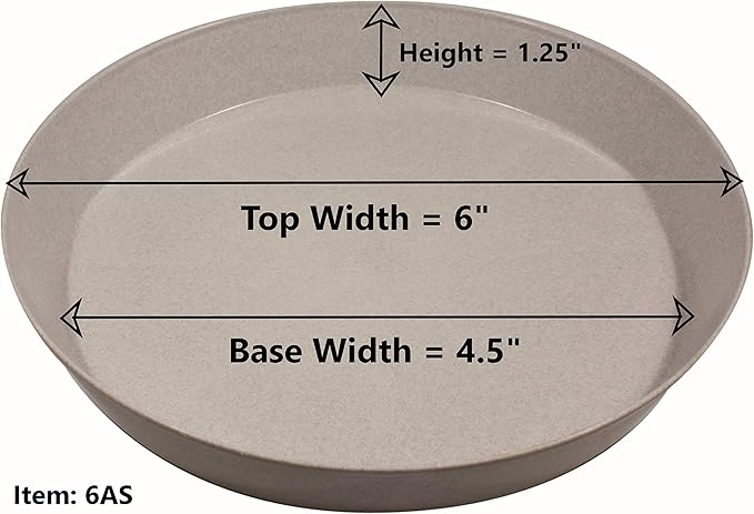 6 inch (4.5" Base) Case of 5 Plant Saucers - White Granite Colored Polypropylene,Heavy Duty Indoor/Outdoor Pan,Collects Flower Pot Drainage and Excess Water, Made in USA