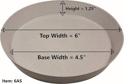6 inch (4.5" Base) Case of 5 Plant Saucers - White Granite Colored Polypropylene,Heavy Duty Indoor/Outdoor Pan,Collects Flower Pot Drainage and Excess Water, Made in USA