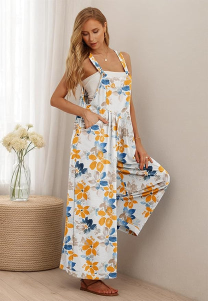 IWOLLENCE Women's Summer Jumpsuits Boho Wide Leg Overalls Casual Loose Rompers with Pockets 2025