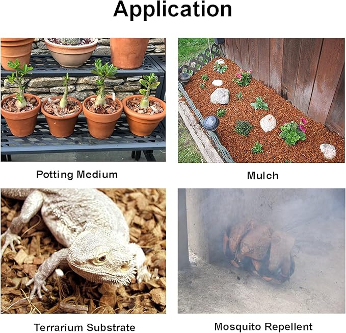 Compressed Coconut Husk Chips 9lbs - Expandable Substrate Block, Coco Coir Fiber Mulch, Reptile Bedding, Potting Soil Mix for Indoor & Outdoor Applications.