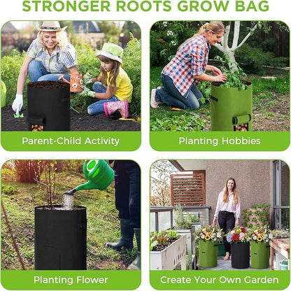 2 Pack 30 Gallon Potato Grow Bags with Harvest Window, Durable Garden Planter Bags with Handles for Potatoes, Tomatoes, and Vegetables - Indoor & Outdoor Gardening Supplies (Black,Green)