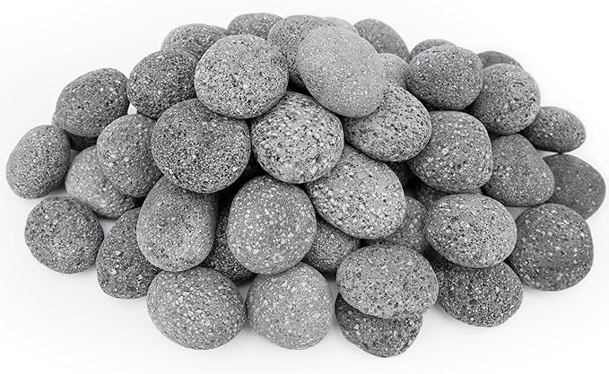 NUPICK 10lb Grey Tumbled Lava Rocks for Fire Pit, 1"-2" Volcanic Rock for Fireplace Indoor Outdoor, Lava Stone for Natural Gas & Propane Systems, Fire Glass Base Layer, Fire Bowls, Landscaping, Plants
