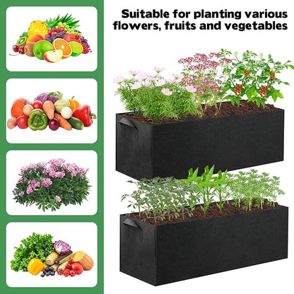 CIEOVO 4 Pack Fabric Raised Garden Bed, 22 Gallon 3 Grids Breathable Garden Growing Bags with Handle, Garden Grow Planter Bags Plant Bed for Growing Herbs Flowers and Vegetables