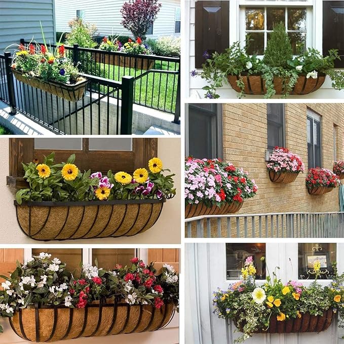 2pcs Trough Coco Liner 36 inch Wall Planter Replaceable Coco Liner for Window Box, Fence Flower Baskets
