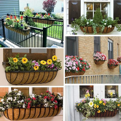 2pcs Trough Coco Liner 30 inch Wall Planter Replaceable Coco Liner for Window Box, Fence Flower Baskets-