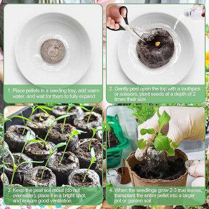 Legigo 100 Pcs 50mm Seed Starter Peat Pellets for Seedlings- Compressed Seed Starter Pods Seed Starting Pellets Plugs Soil Peat Pods for Starting Seeds, Garden Planting Herb Flower Vegetables