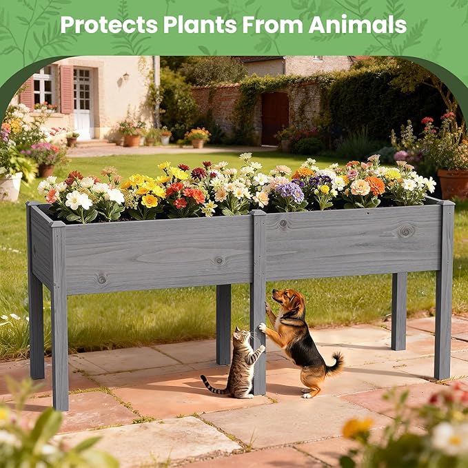 DoCred Raised Garden Bed, 70.9" x 22.8" x 31.5" Large Elevated Wooden Horticulture Planter Box with Wood Legs Standing Growing Bed Planter for Gardening, Balcony, Backyard, Patio