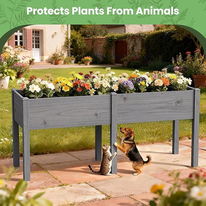 DoCred Raised Garden Bed, 70.9" x 22.8" x 31.5" Large Elevated Wooden Horticulture Planter Box with Wood Legs Standing Growing Bed Planter for Gardening, Balcony, Backyard, Patio