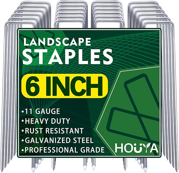 50 PCS Landscape Staples 6 Inch Galvanized Garden Stakes Garden Staples Pins Anti-Rust Ground Stakes for Weed Barrier, Irrigation Hose, Yard Lawn SOD, Landscape Fabric, Decor 6" L x1.2 W 50 pcs