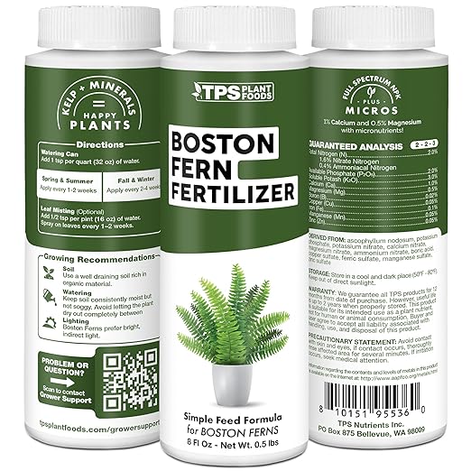 Boston Fern Fertilizer for Boston Fern, Great for Fluffy Ruffles, Dallas, and Compacta Fern Varieties, Liquid Fertilizer by TPS Plant Foods, 8 oz (250mL)
