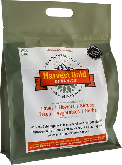 Organic Soil Conditioner, Natural Soil Amendment for Houseplants, Flowers, Lawns, Gardens and Trees, Provides Natural Silica and Micronutrients for Plants (15 Pound Bag)