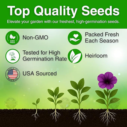 5500+ Petunia Seeds, Pack for 2026 USA Premium Non-GMO Flower Seeds Mixed Rainbow Color, Bonsai, Grandiflora Flowers, Pollinator Garden, Open Pollinated, Indoor and Outdoor